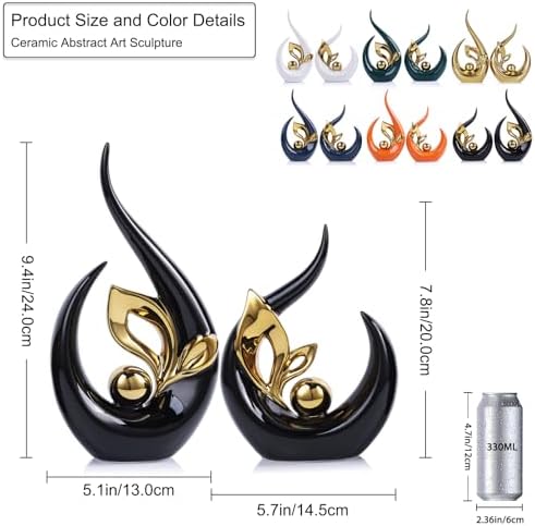 Black Gold Abstract Sculptures for Home Decor