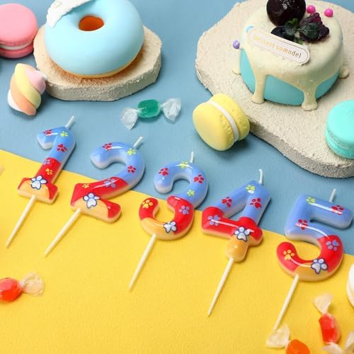 Red Yellow Blue Dog Paw Cake Topper Birthday Decorations
