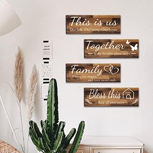 Joyhawk 4 Piece Wall Signs Set Rustic Wooden Farmhouse Decor