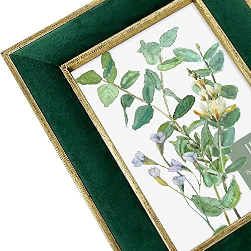 Isaac Jacobs 5x7 Green Velvet Frame with Gold Border 1