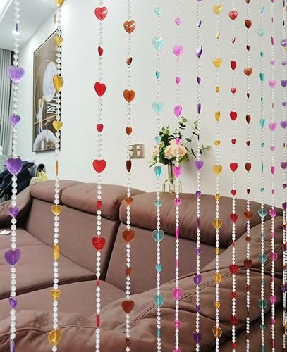 Beaded Curtain Heart Shape Acrylic Door Divider Decor