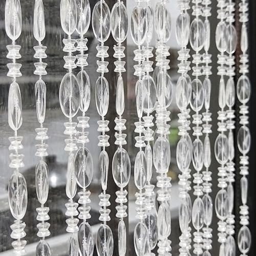 Ave Split Beaded Curtain Doorway 39x787 Inch Clear Acrylic Hanging Screen