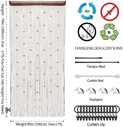 Beaded Curtain Door String Curtains with Glitter Fringe