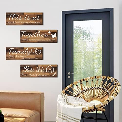 Joyhawk 4 Piece Wall Signs Set Rustic Wooden Farmhouse Decor