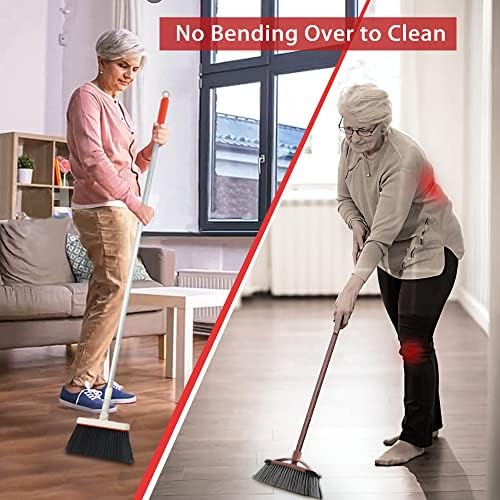 JEHONN Push Broom with Dust Pan and Mop for Floor Cleaning