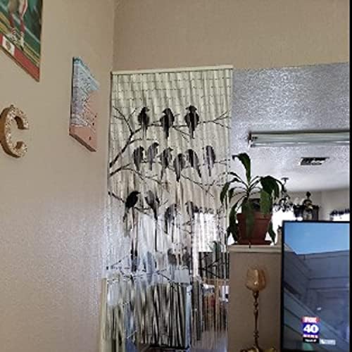 TACHILC Birds Bamboo Beaded Curtain for Doorway