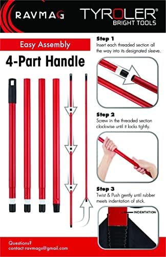 RAVMAG Pet Hair Remover Rubber Broom - 55 Inch Handle