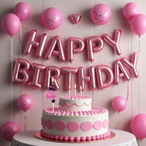 Pink Black Cartoon Mouse 4 Birthday Candle