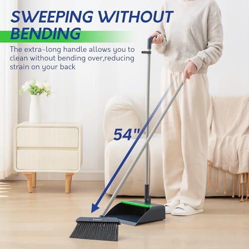 BOOMJOY Adjustable Broom and Dustpan Combo Set