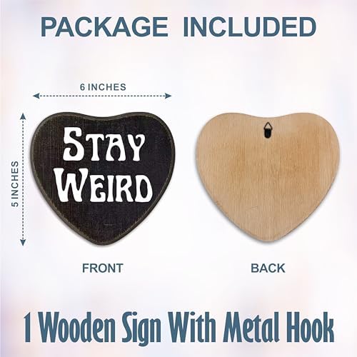 5x65 Wooden Plaque With Hook - Stay Weird Retro Gothic Decor