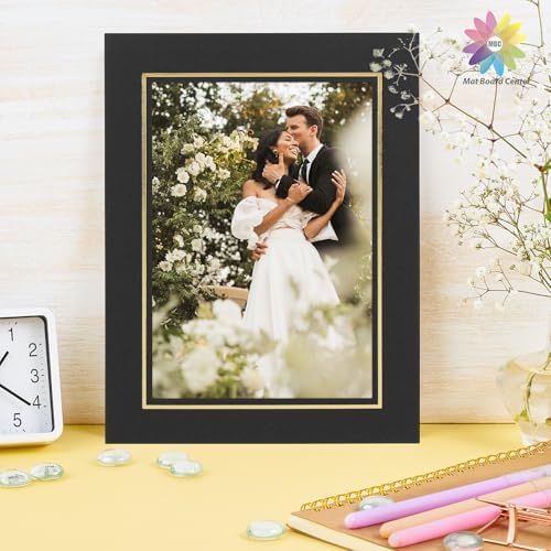 Mat Board Center 25-Pack 5x7 Black Gold Frames