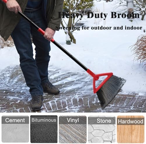 Heavy Duty Commercial Angle Broom with Red Handle