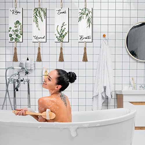 Qunclay Boho Wall Decor 4 Pieces Bathroom Art