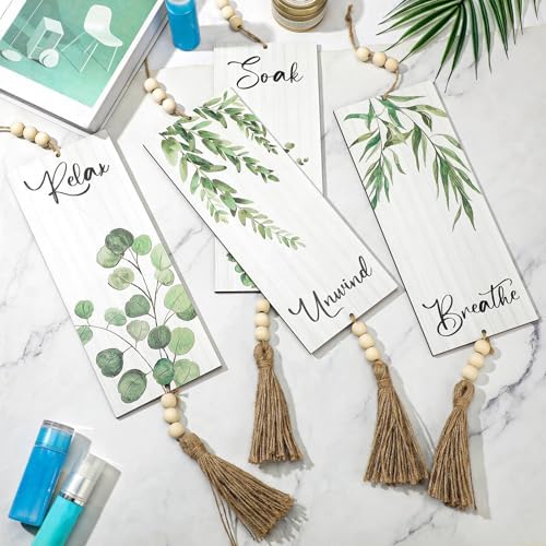 Qunclay Boho Wall Decor 4 Pieces Bathroom Art
