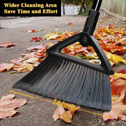 Heavy Duty Angle Broom 2 Pack with Longer Handle