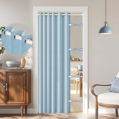 100 Blackout Magnetic Curtain Panel - W45 x L80 Blue