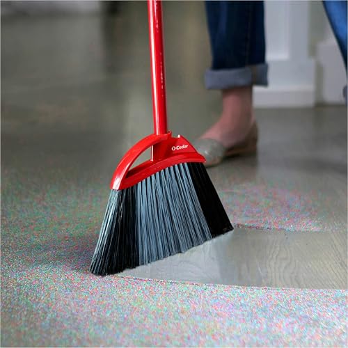 O-Cedar PowerCorner Angle Broom with Dustpan Red