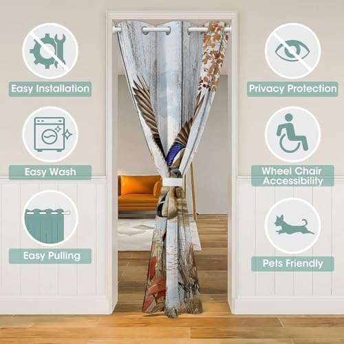 Feelyou 3D Printed Door Curtain 42 x 84 Wood Duck Design