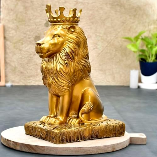 Generic ShubhEnterprisesUS Lion Statue with Crown Sculpture Showpiece