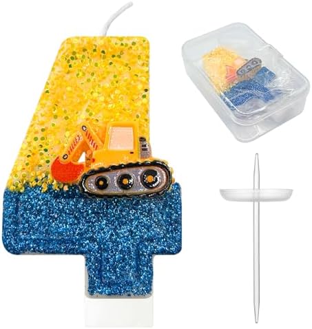 JonesLi Construction Birthday Candle - Number 4 Digger Decor