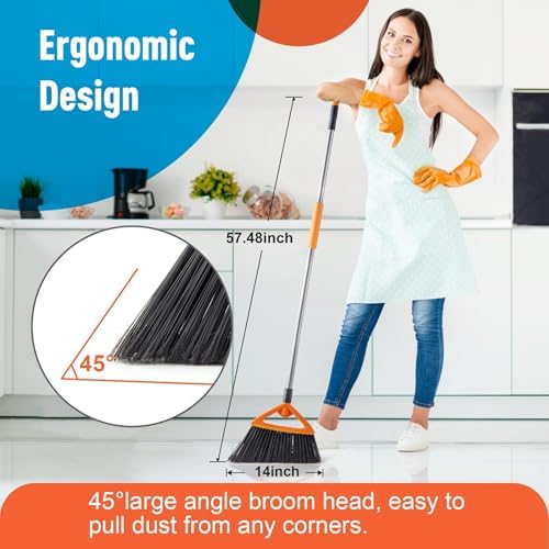 3 Pack Heavy Duty Angle Broom for Outdoor Cleaning