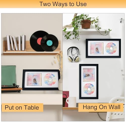 Hodeframe CD Wall Display Frame Black with White Mat