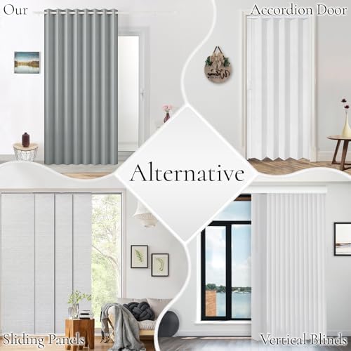 HMYI Magnetic Pleated Curtains - 100 Blackout Thermal Insulated Door Drapes