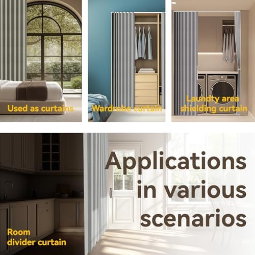 Jilron Accordion Door Curtain with Adhesive Track