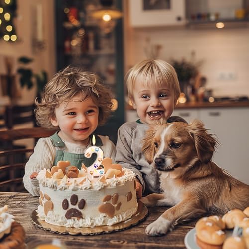 Blue Dog Paw Themed Birthday Candles for Boys Girls