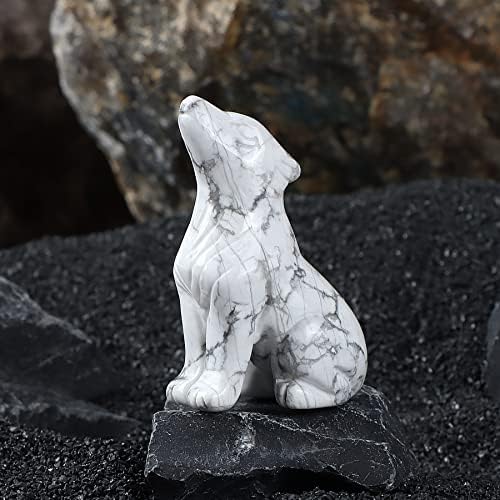 Artistone White Howlite Wolf Statue 20 Inch