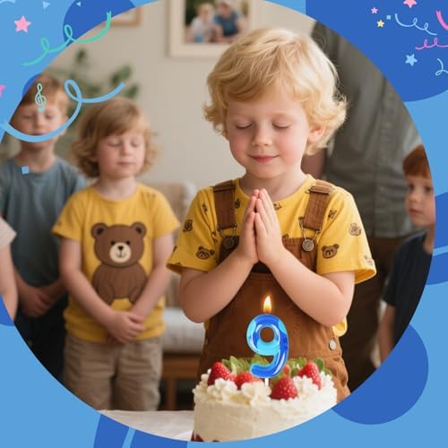 Cartoon Blue Birthday Candle Number 9