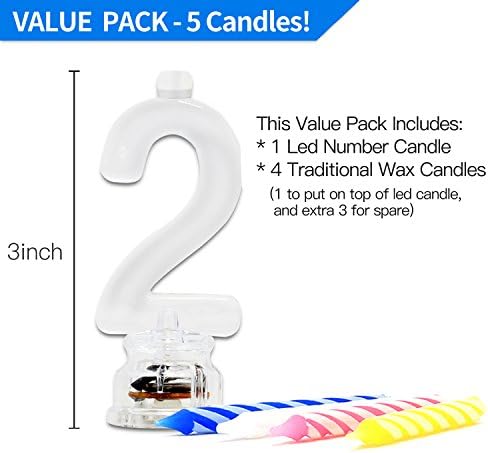 Novelty Place Flashing LED Birthday Cake Topper with 4 Candles Number 2