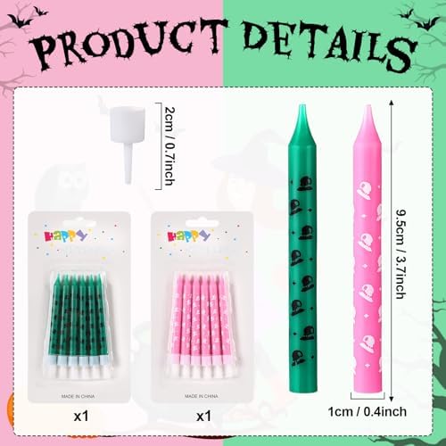 12 Pcs Pink Green Wizard Hat Birthday Candle Cake Topper