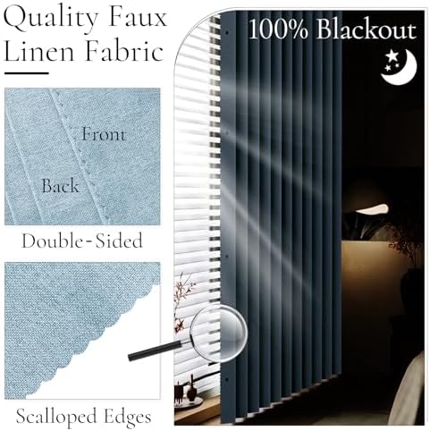 100 Blackout Magnetic Curtain Panel - W45 x L80 Blue