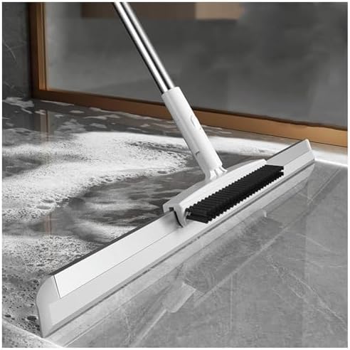 Silicone Broom with Squeegee 2 in 1 Floor Scrub Brush