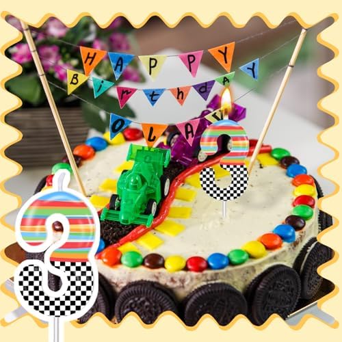 Number 3 Racing Car Birthday Candle Monster Truck Theme
