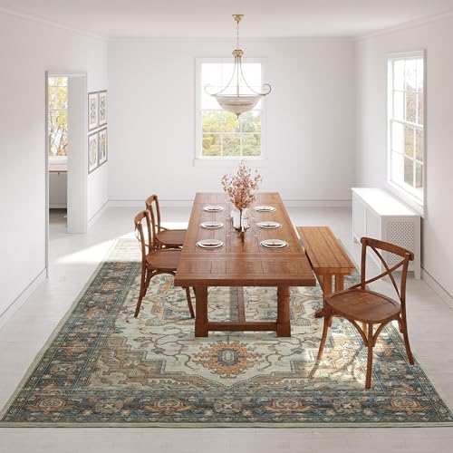 Kaspene Home Umber Washable Rug 4x6 Cider Brown