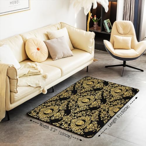 Feelyou 3x5 Feet Damask Floral Area Rug