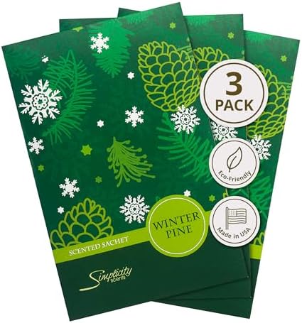 Winter Pine Scented Sachets Pack of 3 Made in USA