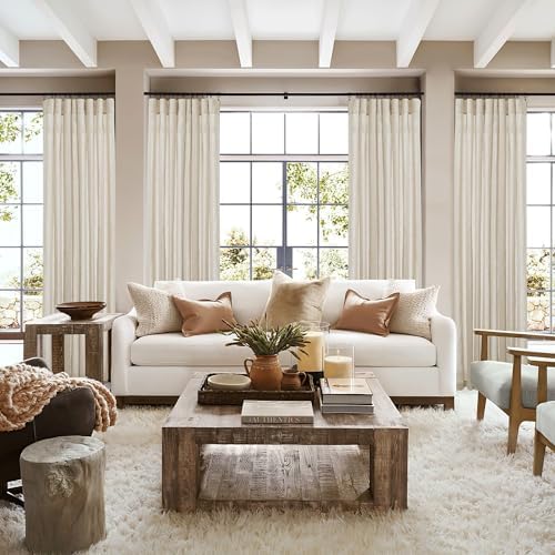 RYB HOME Sheer Linen Blend Curtains - 2 Pack
