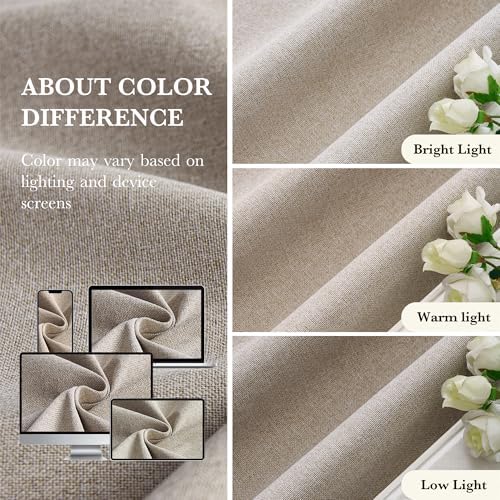 RYB HOME Blackout Door Curtain Panel 42x80 Linen Thermal Insulated