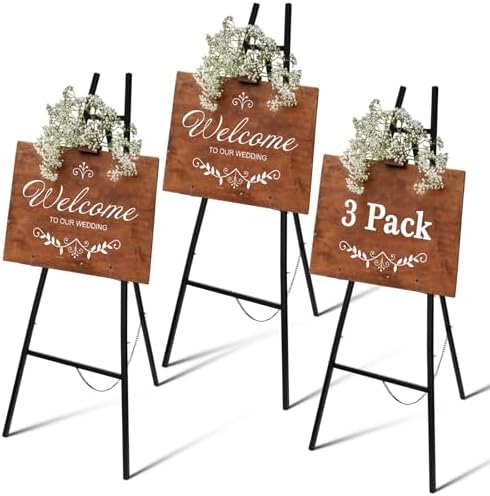 Yuntau 3 Pieces Black Metal Easel Stand for Sign