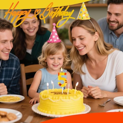 Candsun Cartoon Yellow Birthday Candles Number 5 1
