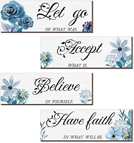 Joyhawk 4 Piece Blue Flower Wall Decor Set
