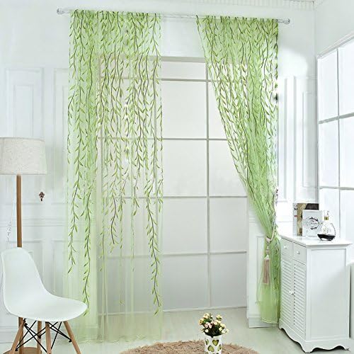 Ufurty 2 Pieces Willow Leaf Sheer Curtains