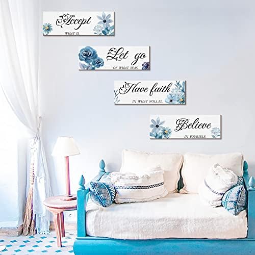 Joyhawk 4 Piece Blue Flower Wall Decor Set