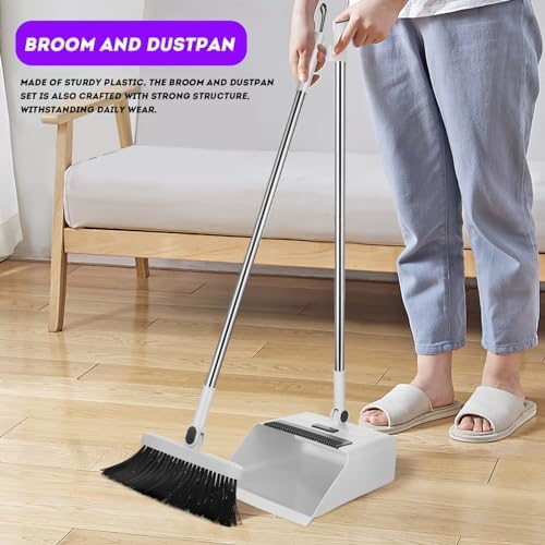 MUCKLILY 3 in 1 Broom and Dustpan Set
