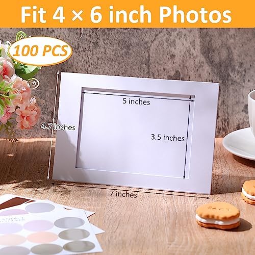 Maitys 100 Piece White Cardboard Photo Frames for 4x6 Inch Inserts