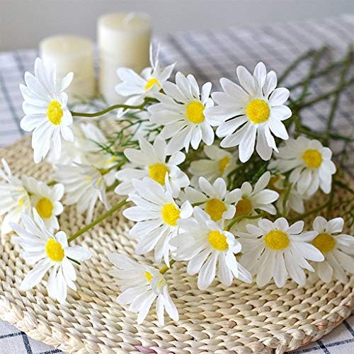 Artificial Flower Set with Glass Vase Yellow and White Daisies