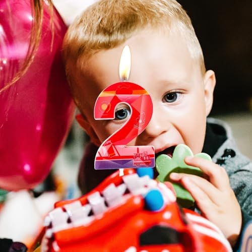 Zi Lan Fire Truck Birthday Candles Red 4th Firetruck Cake Toppers